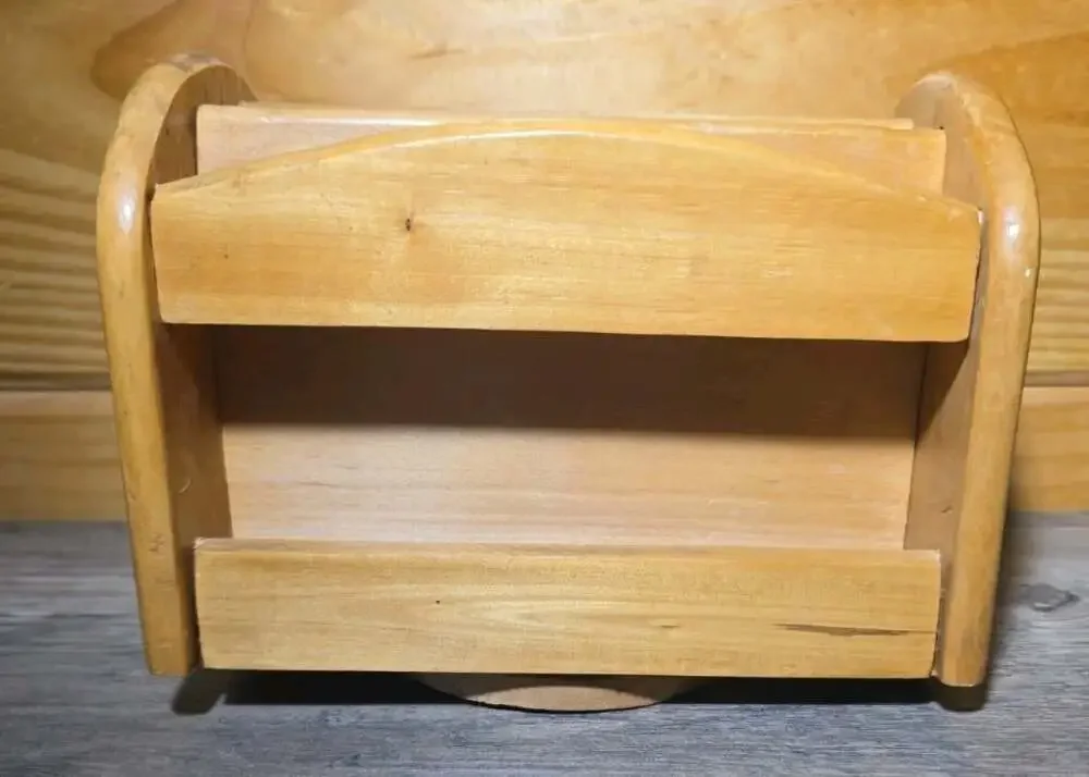 Vintage Solid Wood Rotating Desk Organizer Table Organizer Please Read